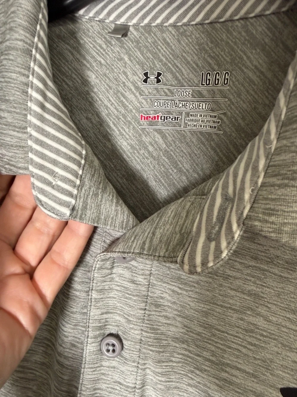 Under Armour HeatGear Polo Gray Loose Fit Performance Golf Shirt Mens LG